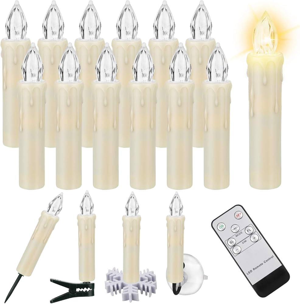 12 PCS LED Window Candle Flameless Taper Candle,Battery Operated Flickering Candle Lights, with R... | Amazon (US)