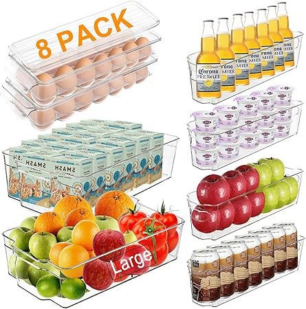 Alpacasso Fridge Organizer Storage Bins Stackable Freezer Kitchen Containers with Handles BPA Cle... | Amazon (US)