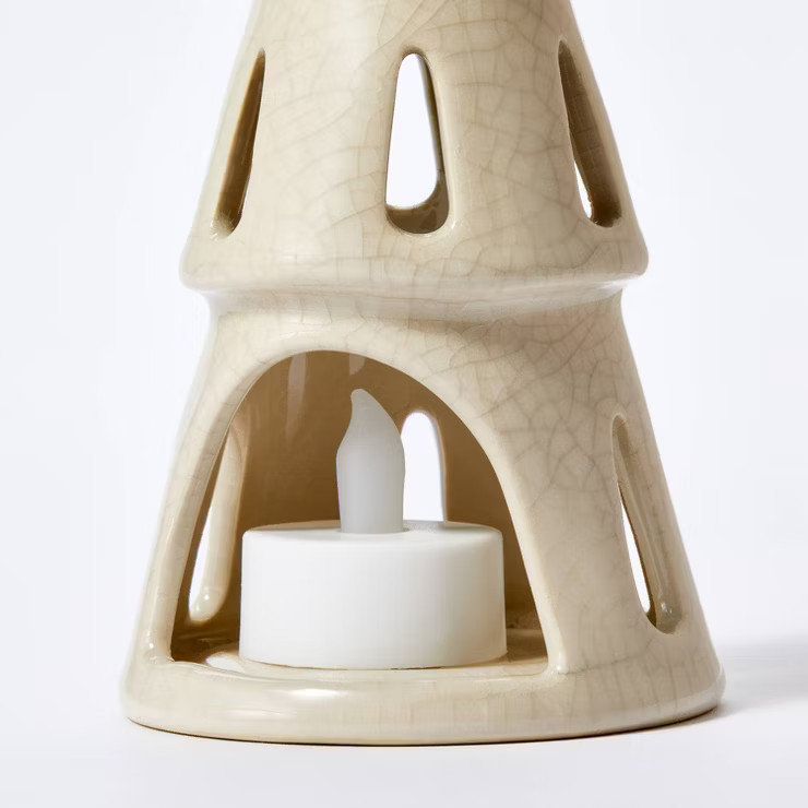 3pc Ceramic Tree LED Tea Light Holder Set Beige - Threshold™ designed with Studio McGee | Target
