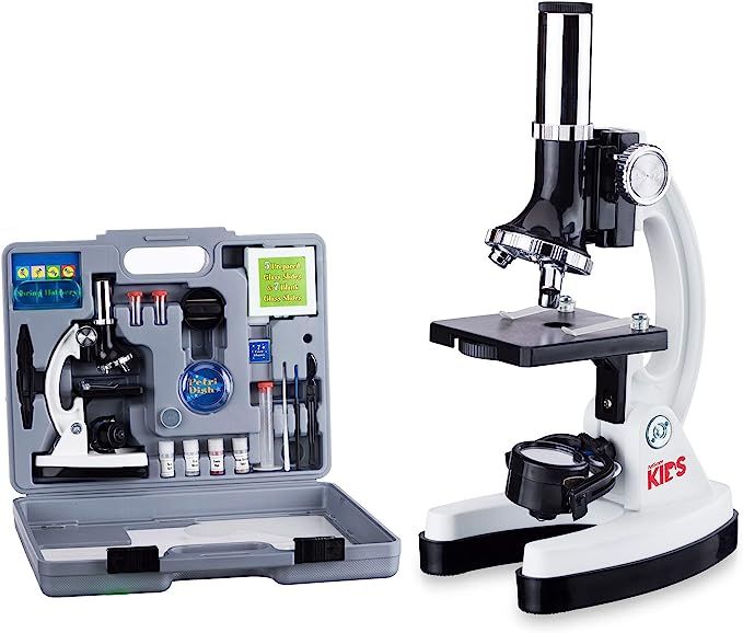 AmScope 120X-1200X 52-pcs Kids Beginner Microscope STEM Kit with Metal Body Microscope, Plastic S... | Amazon (US)
