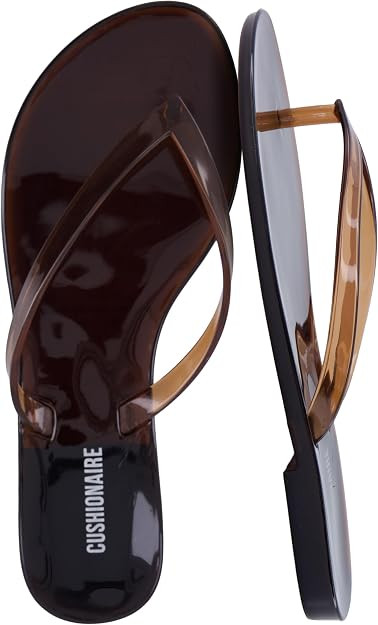 CUSHIONAIRE Aqua Jelly Flip Flops for Women | Jelly Shoes Glossy Upper, Slip-On Thong Design, Ope... | Amazon (US)