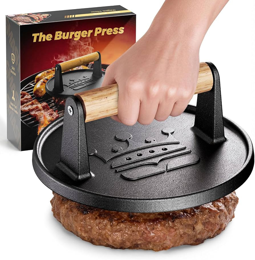 Smash Burger Press 6.5",Cast Iron Flat Round Burger Smasher, Gift | Amazon (US)