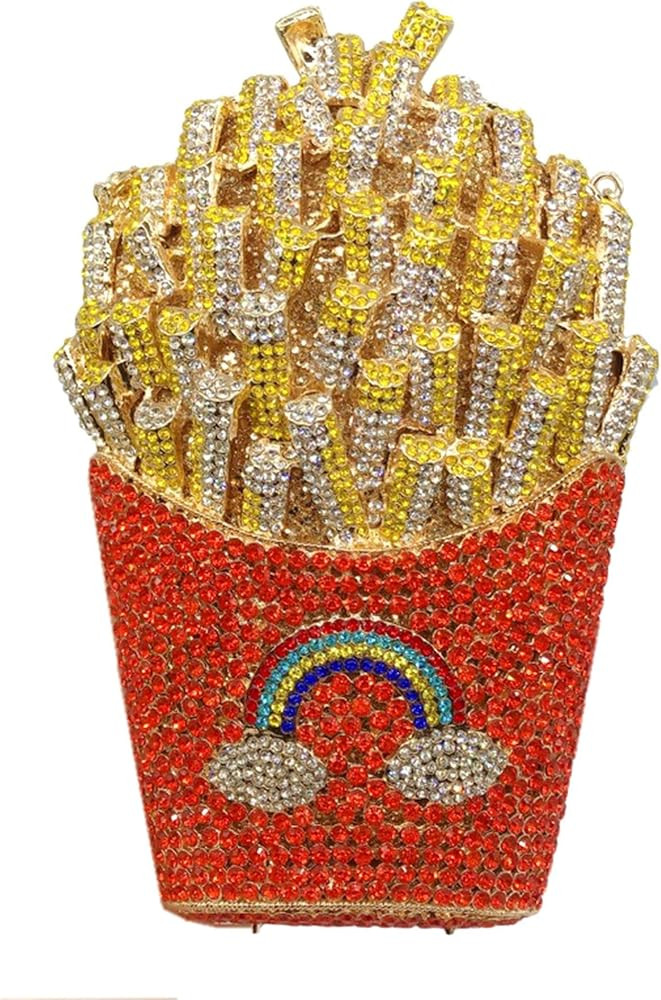 DEBIMY French Fries Chips Rhinestone Evening Bag Women Crystal Clutch Purse Sparkly Handbag Purse... | Amazon (US)