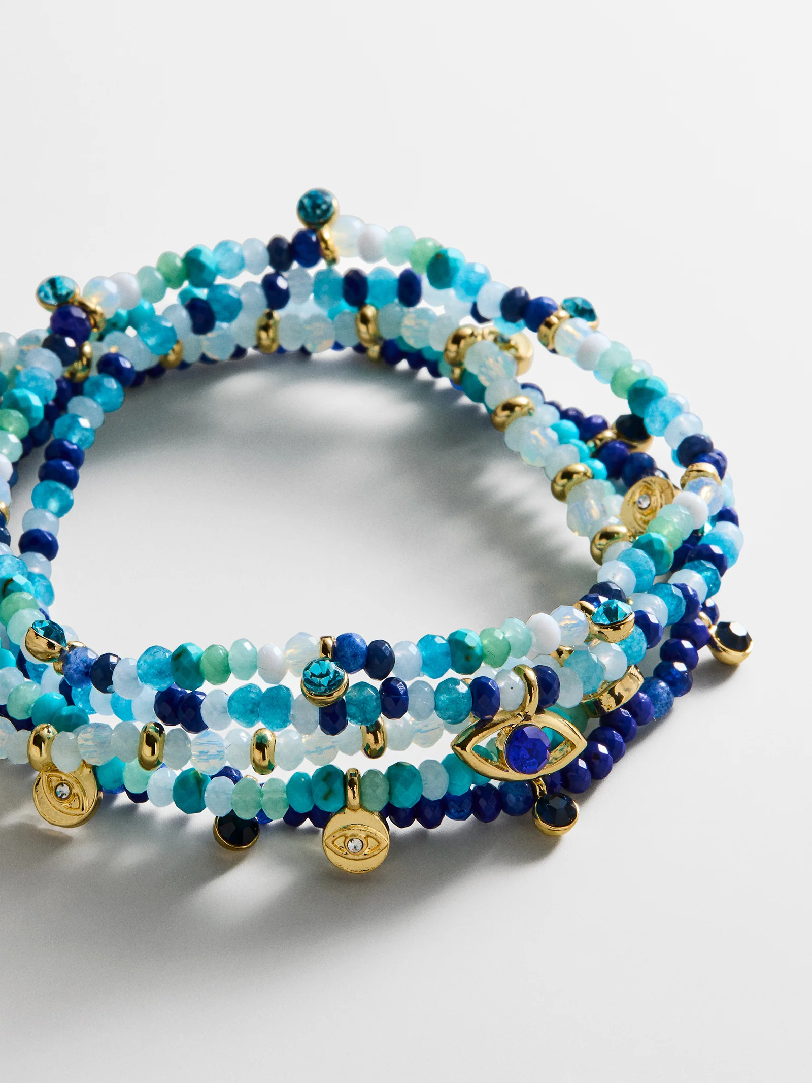 Indya Evil Eye Layered Bracelet Set - Blue Multi | BaubleBar