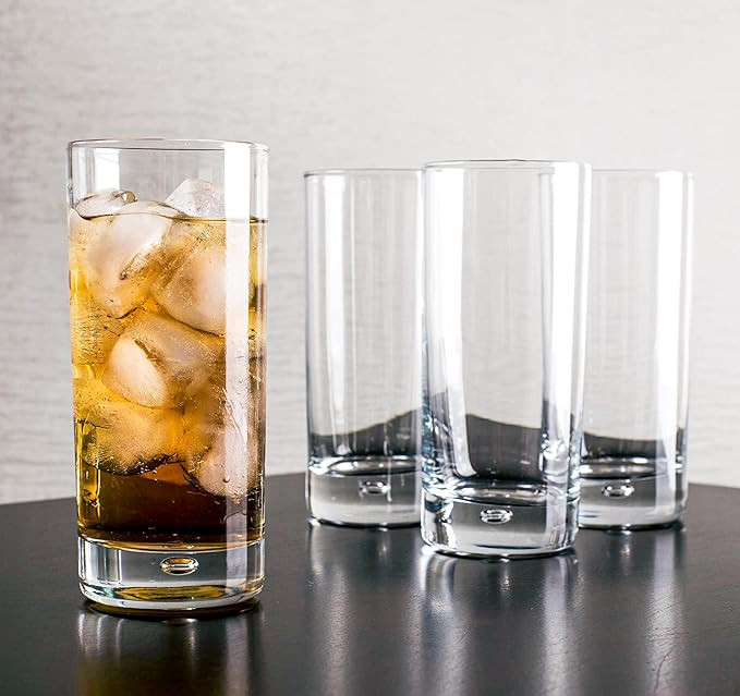 Highball Glasses Set of 4 - Lead-Free Crystal Clear Drinking Glasses, Elegant Glass Cups with Bub... | Amazon (US)