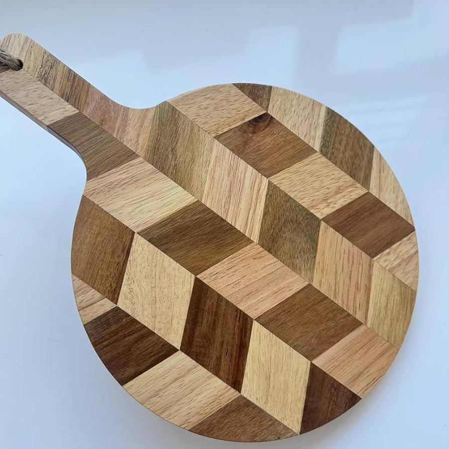 Acacia Wood Round Cutting Board and chopping board with Handle for Meat,Cheese,Vegetables, Bread,... | Amazon (US)