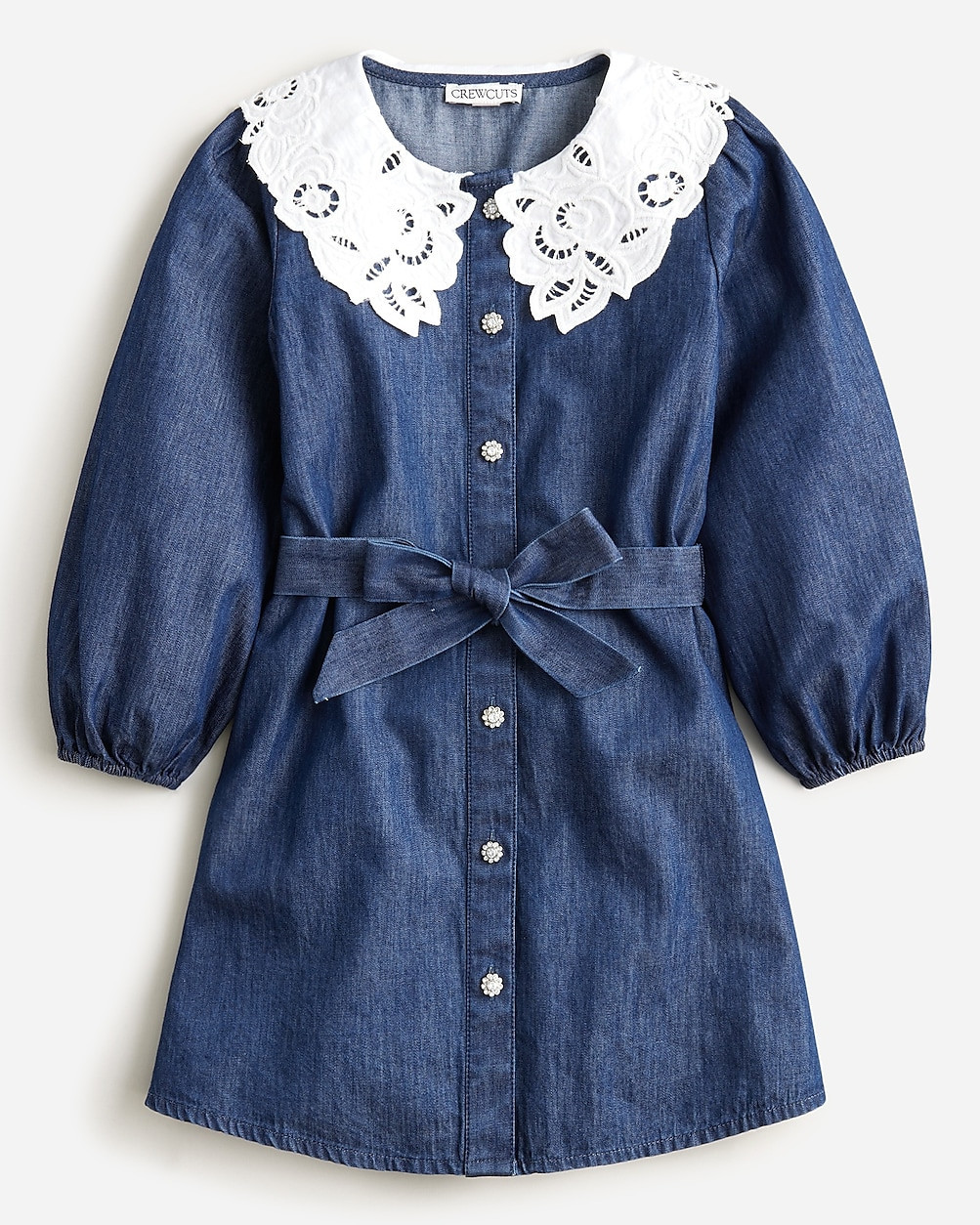 Girls' eyelet-collar dress in chambray | J. Crew US