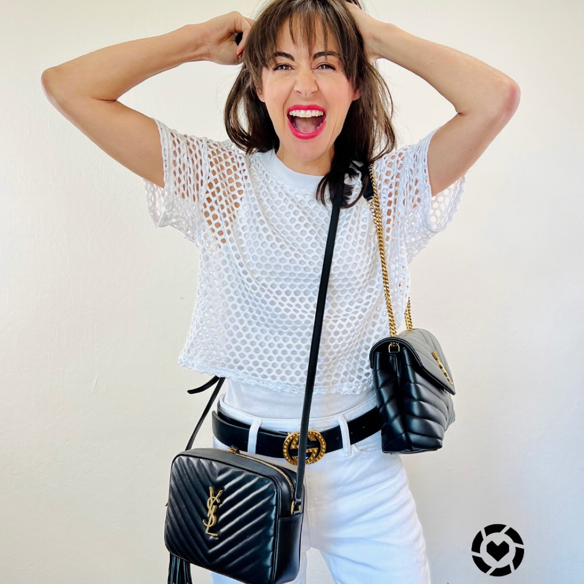 HAUTE MAMA LOOK OF THE DAY 

#stylisttip

Amazon top $14 
YSL camera bag and small  LouLou 

WEAR WHITE AFTER LABOR DAY- BACK TO BLACK ACCESSORIES 