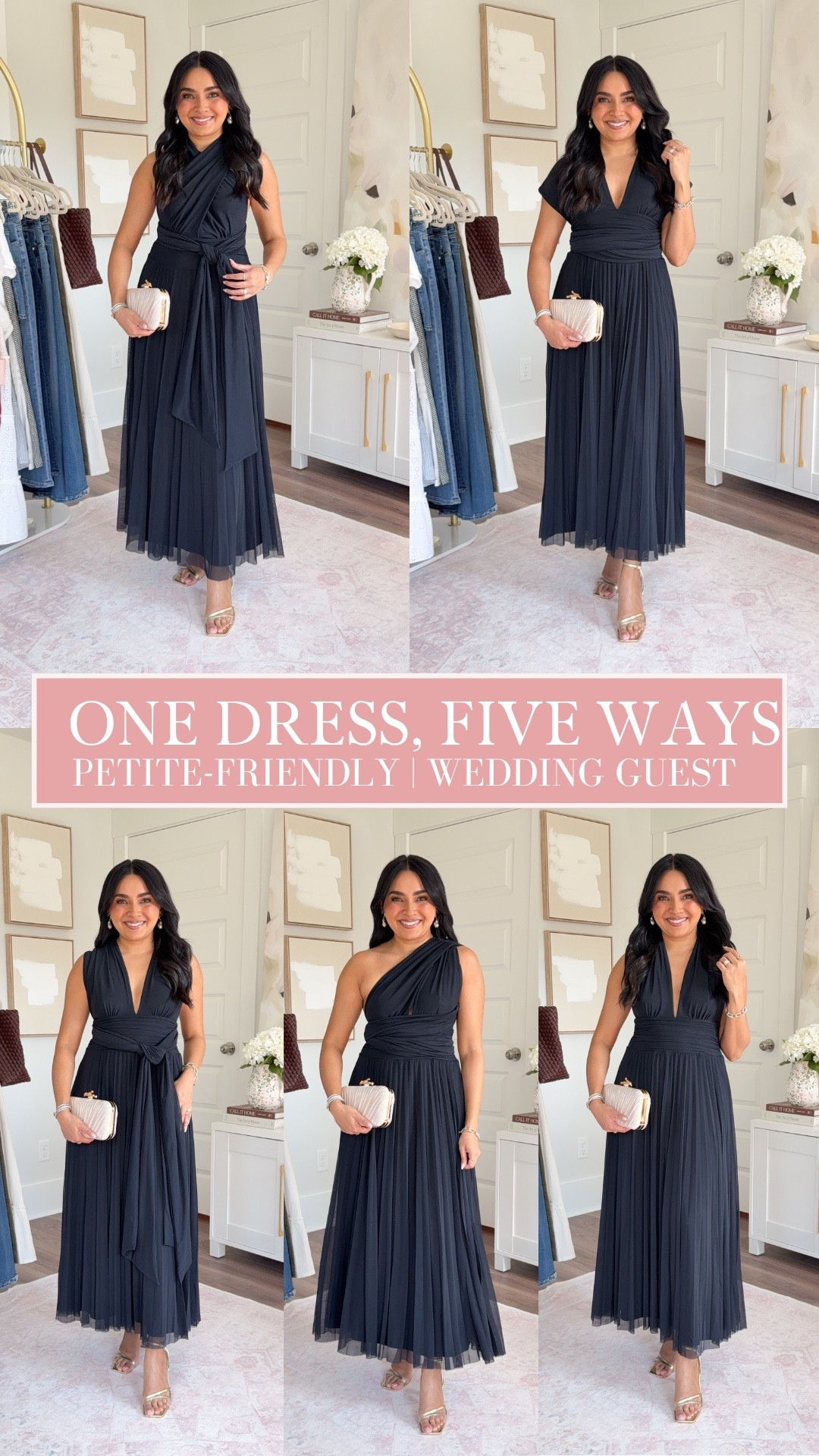 1 black dress - 5 ways to style!
Dress size xs petite TTS
Heels size 5 TTS 

Wedding guest
Special occasion 
Petite dress 
Formal

#LTKWedding #LTKPetite #LTKootd