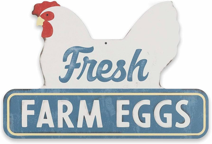 Fresh Farm Eggs Metal Sign - Vintage Farmhouse Kitchen Sign With Hen and Distressed Finish | Amazon (US)