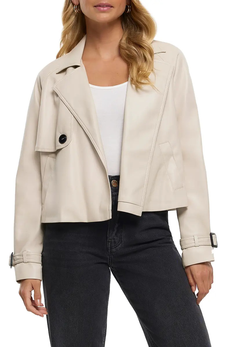 River Island Faux Leather Crop Trench Coat | Nordstrom | Nordstrom