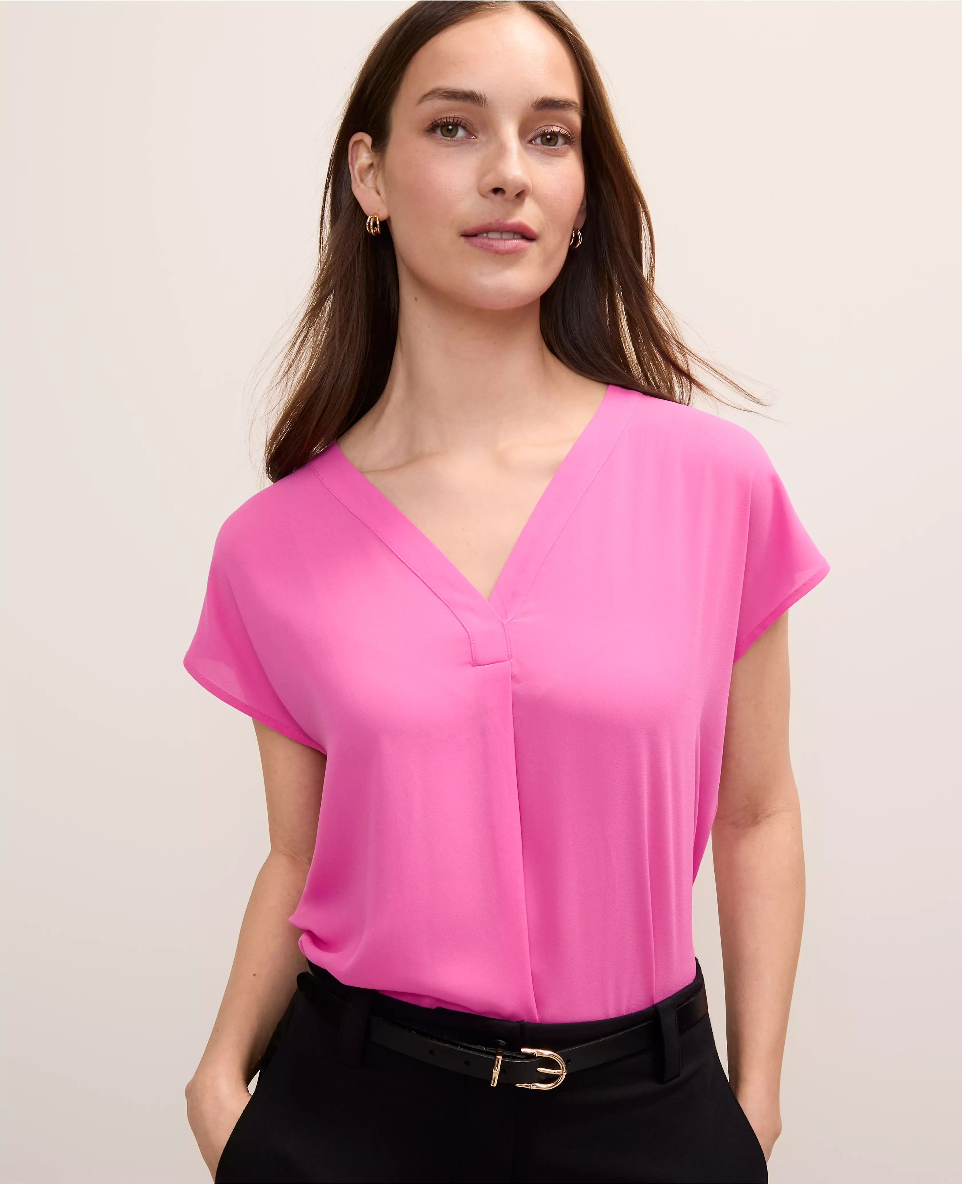 Mixed Media Pleat Front Top | Ann Taylor