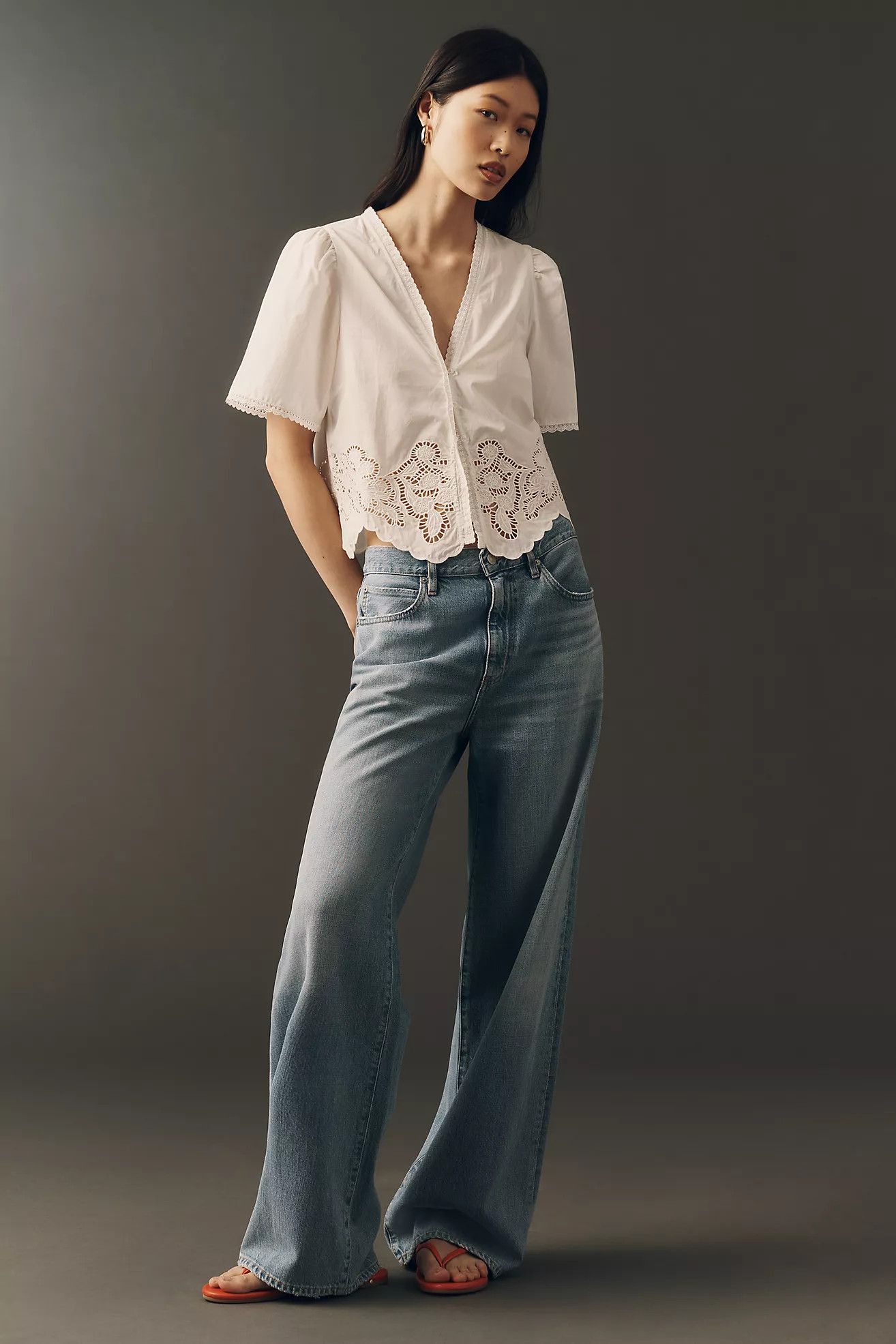 RAISONNEL Scalloped Puff-Sleeve Blouse | Anthropologie (US)