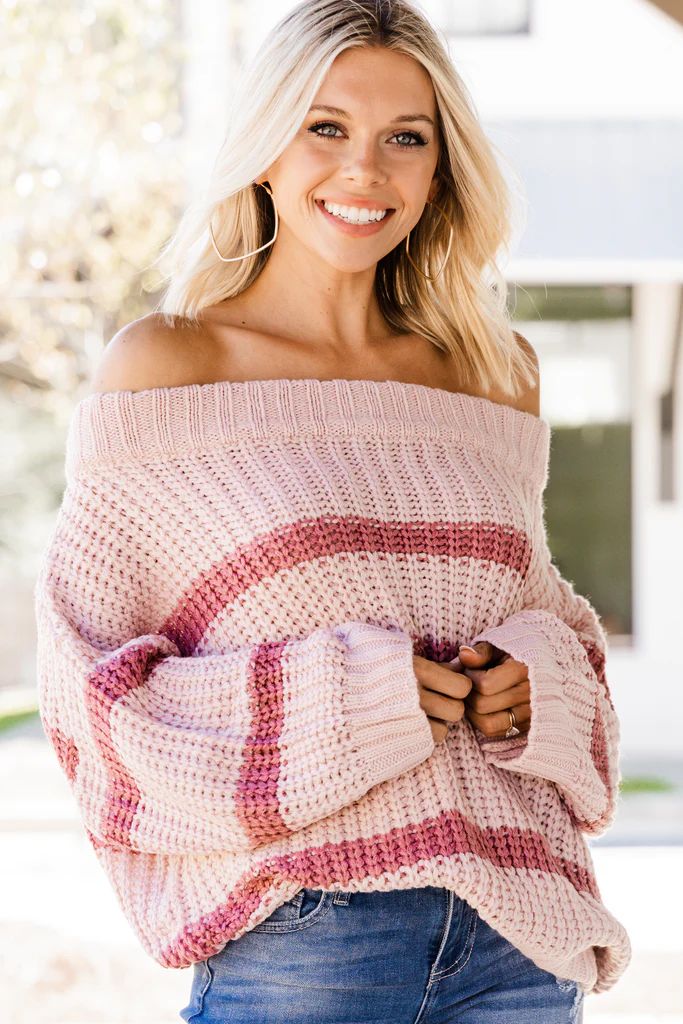 What Drives YOu Mauve Pink Striped Sweater | The Mint Julep Boutique