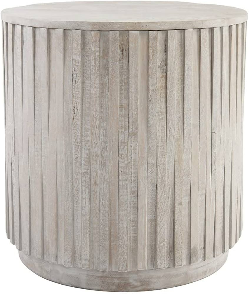 Kosas Home Maya 24x24 Round Mango Wood End Table in Sunbleached Gray | Amazon (US)