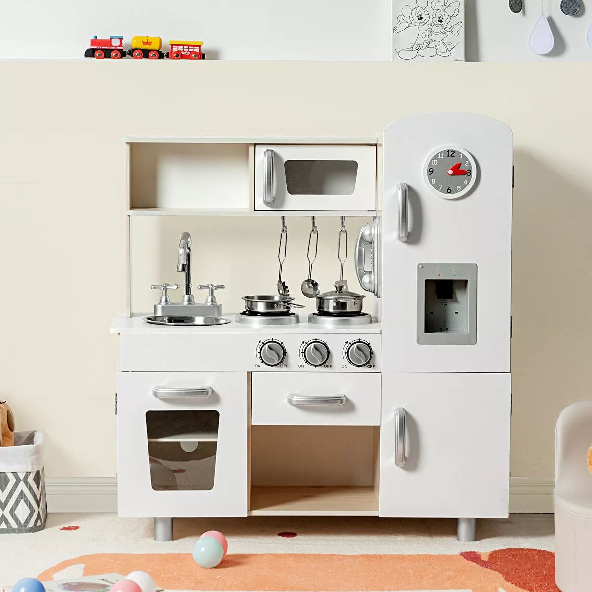 Costway Vintage Play Kitchen Pretend Kids Cooking Playset Toys w/Water Dispense | Target