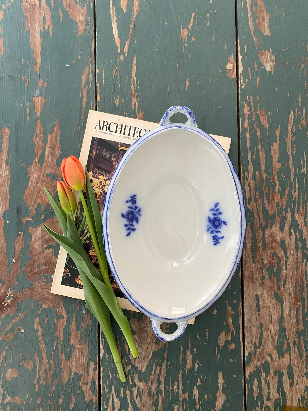 Antique English Transferware Oval Dish - Etsy | Etsy (US)