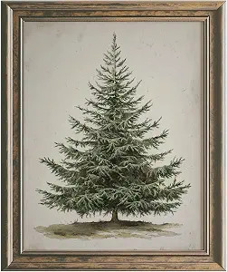 Vintage Christmas Tree Print, Rustic Pine Tree Winter Wall Art, Botanical Christmas Decor for Far... | Amazon (US)