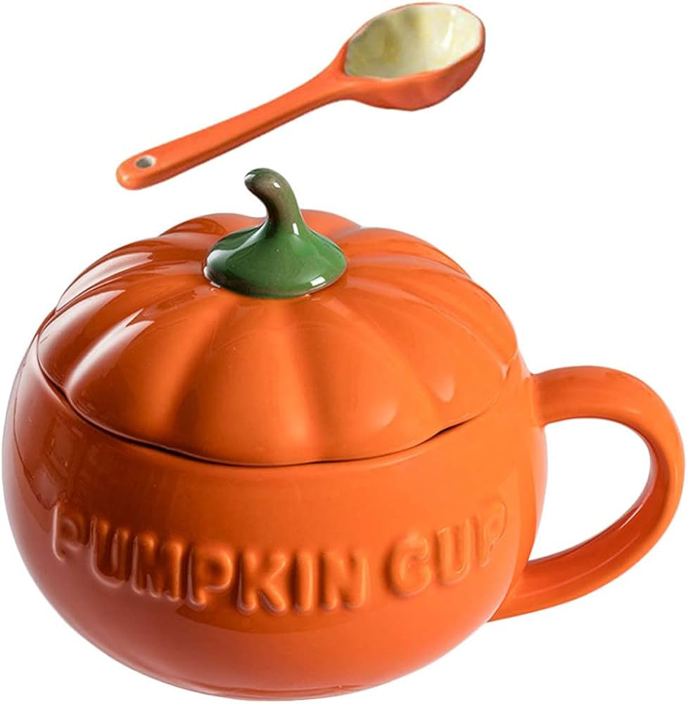 Tomaibaby Pumpkin Shape Ceramic Water Mug Cup Ceramic Seasoning Jar Condiment Pot Coffee Tea Cup ... | Amazon (UK)