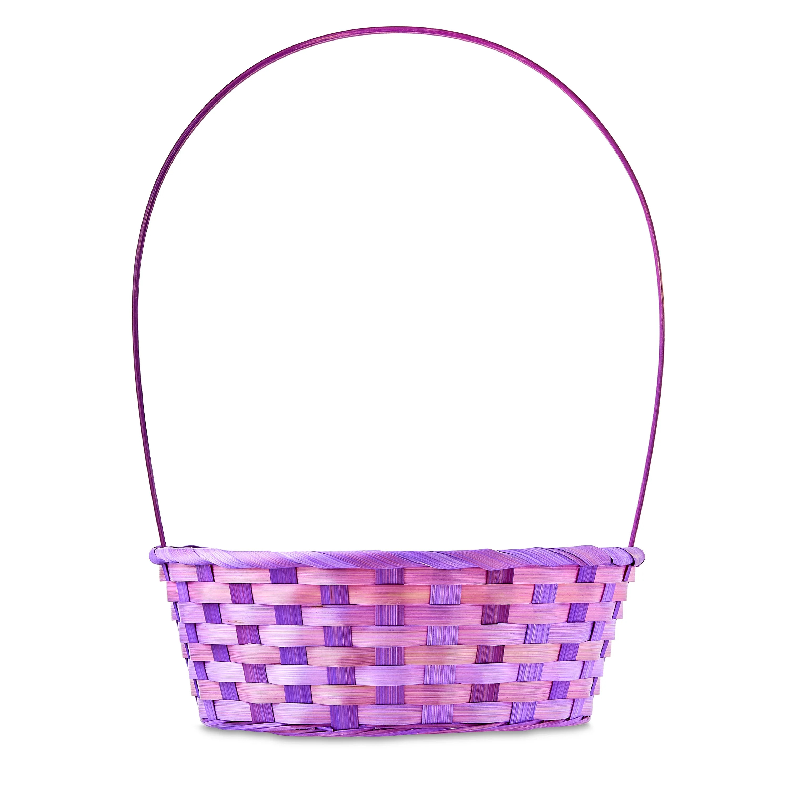 Easter Purple Large Round Bamboo Basket, 10 in x 14.5 in, by Way To Celebrate | Walmart (US)