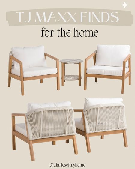 Tj Maxx Finds for the home: Patio Set

#patio #outdoorchairs #ropechairs #porch #frontporch #decor #homefinds #decoronabudget #neutral #organicmodern #spring #summer #patiofurniture 

#LTKhome #LTKSeasonal #LTKfindsunder50