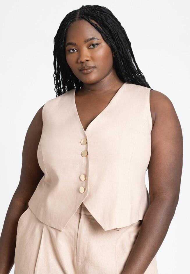 Double Button Detail Tailored Vest | Eloquii