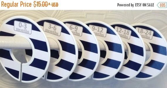 Custom Baby Closet Dividers Organizers in Wide Navy Stripes with Grey Font CD105 Boy Girl Baby Showe | Etsy (US)