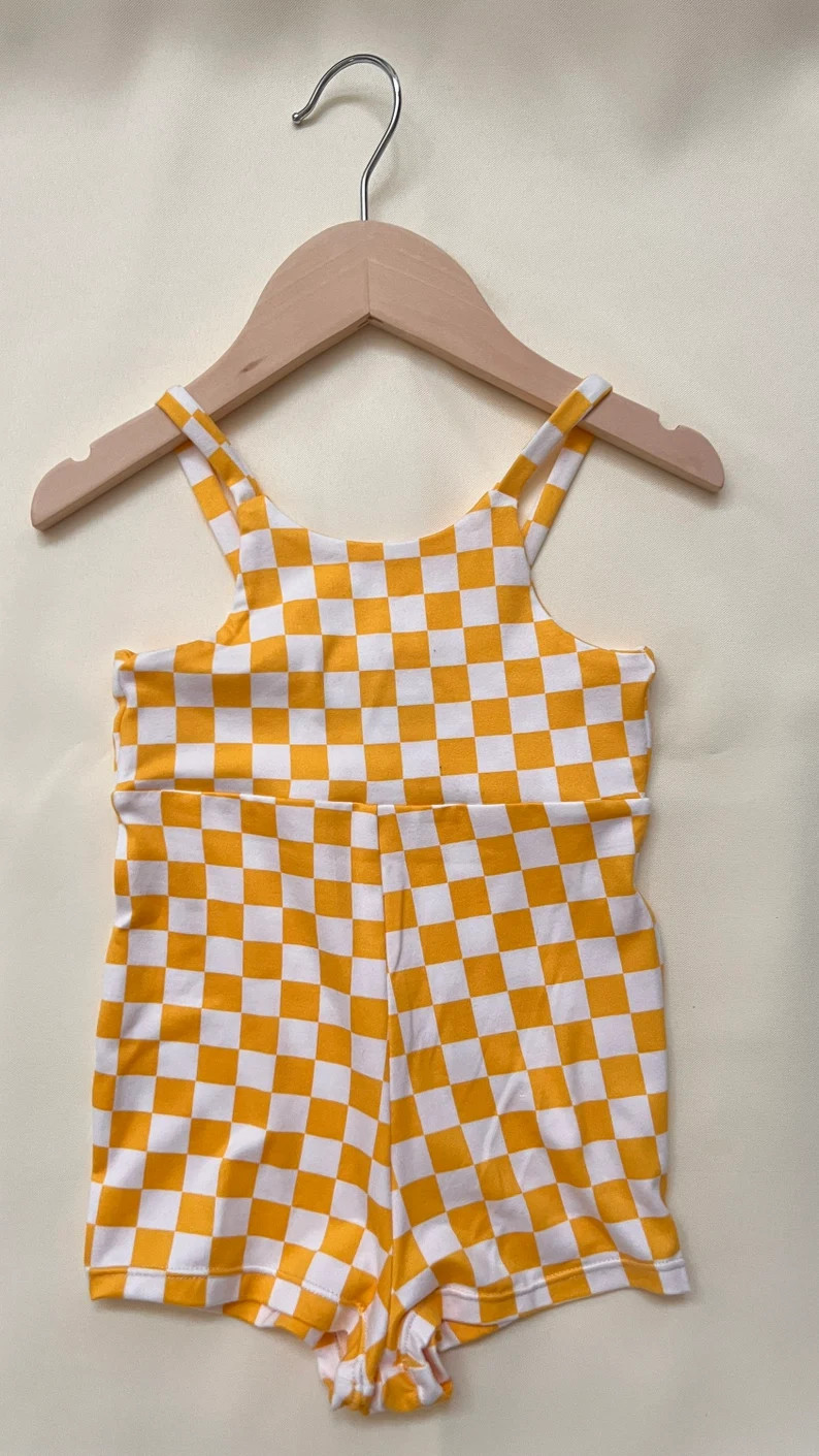 NEW!! Girls Checkered Romper, Girls Romper, Baby Romper, Checkered Romper, Checkerboard Print Rom... | Etsy (US)