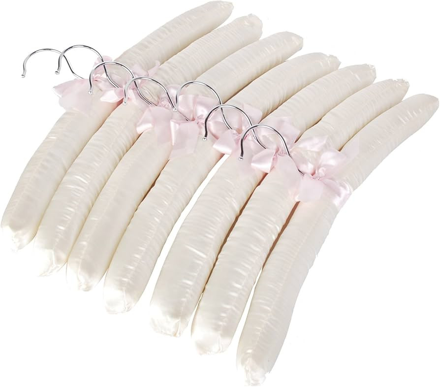 LOHAS Home Pack of 10 Pale Ivory Satin Padded Clothes Hangers - 38cm, for Dresses, Bridal, Linger... | Amazon (UK)