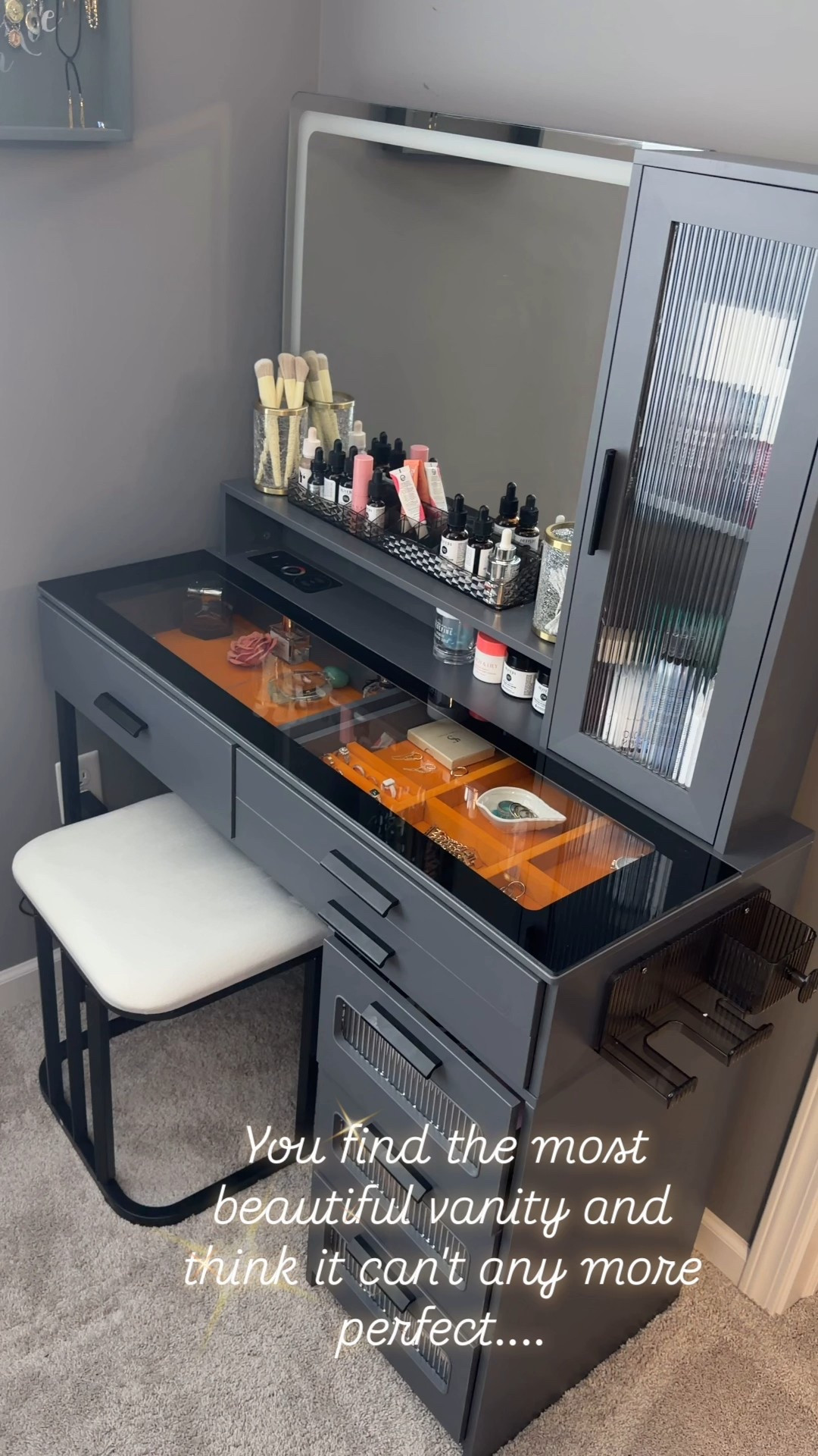 ✨The most beautiful vanity ✨Complete with multicolored lights, extra outlets built in and lots of storage for jewelry, make up and all your products!  

#LTKHome #LTKBeauty #LTKdayinmylife