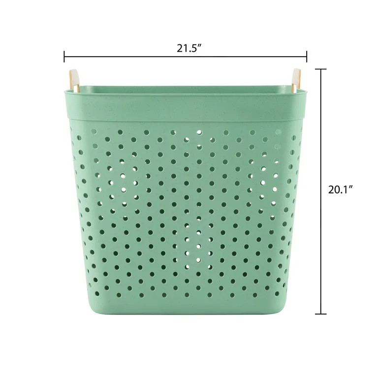 Mainstays Plastic Rectangle Laundry Basket, Sage Green, 2 Bushel, Collapsible - Walmart.com | Walmart (US)