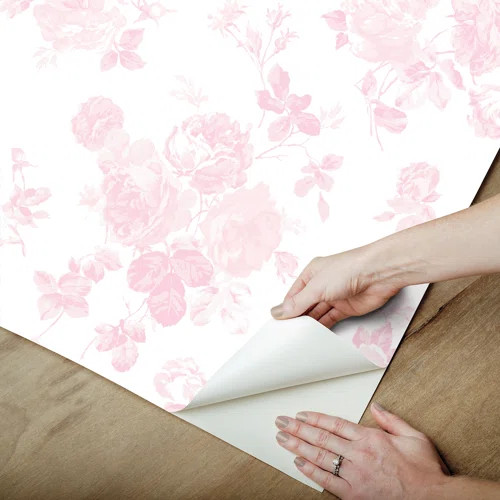 One Allium Way® Spurling Inkwell Chateau Toile 18" L X 20.50" W Smooth Peel And Stick Wallpaper ... | Wayfair North America