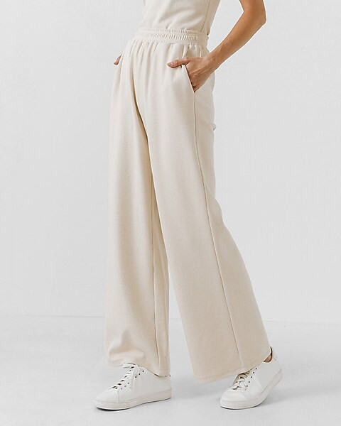 Grey Lab Knit Wide Leg Pant | Express
