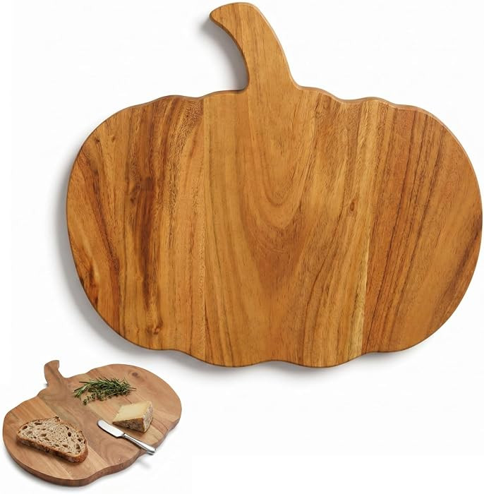 Aurah Acacia Wood Cutting Board 12"x 13",Pumpkin Shape Chopping Board with Handle for Cheese Board, Meat, Vegetables, Bread and Charcuterie - Decorative Wooden Serving Board for Kitchen | Amazon (US)
