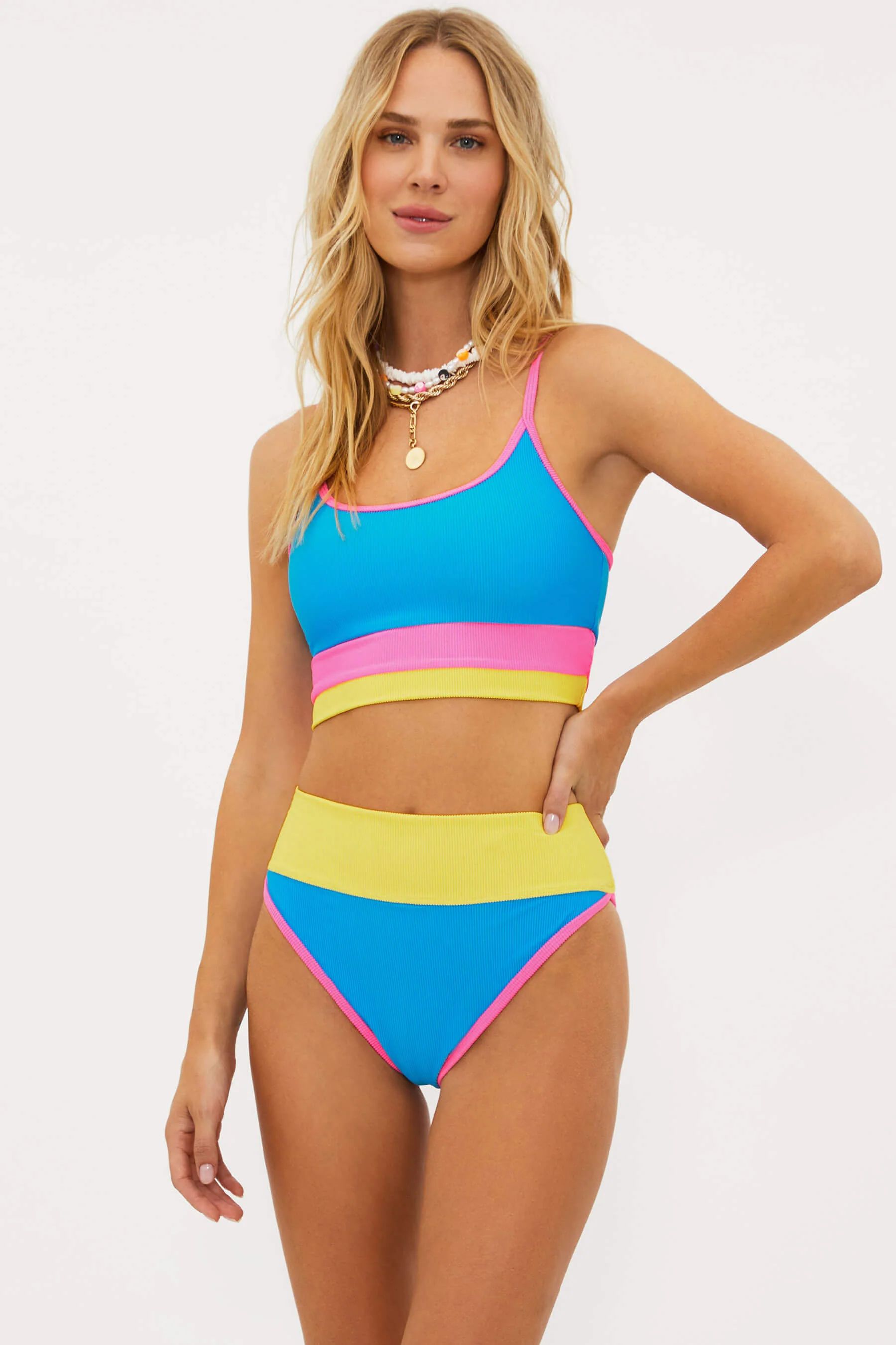 Eva Top Coral Reef Colorblock | Bralette Bikini Top | Beach Riot | Beach Riot