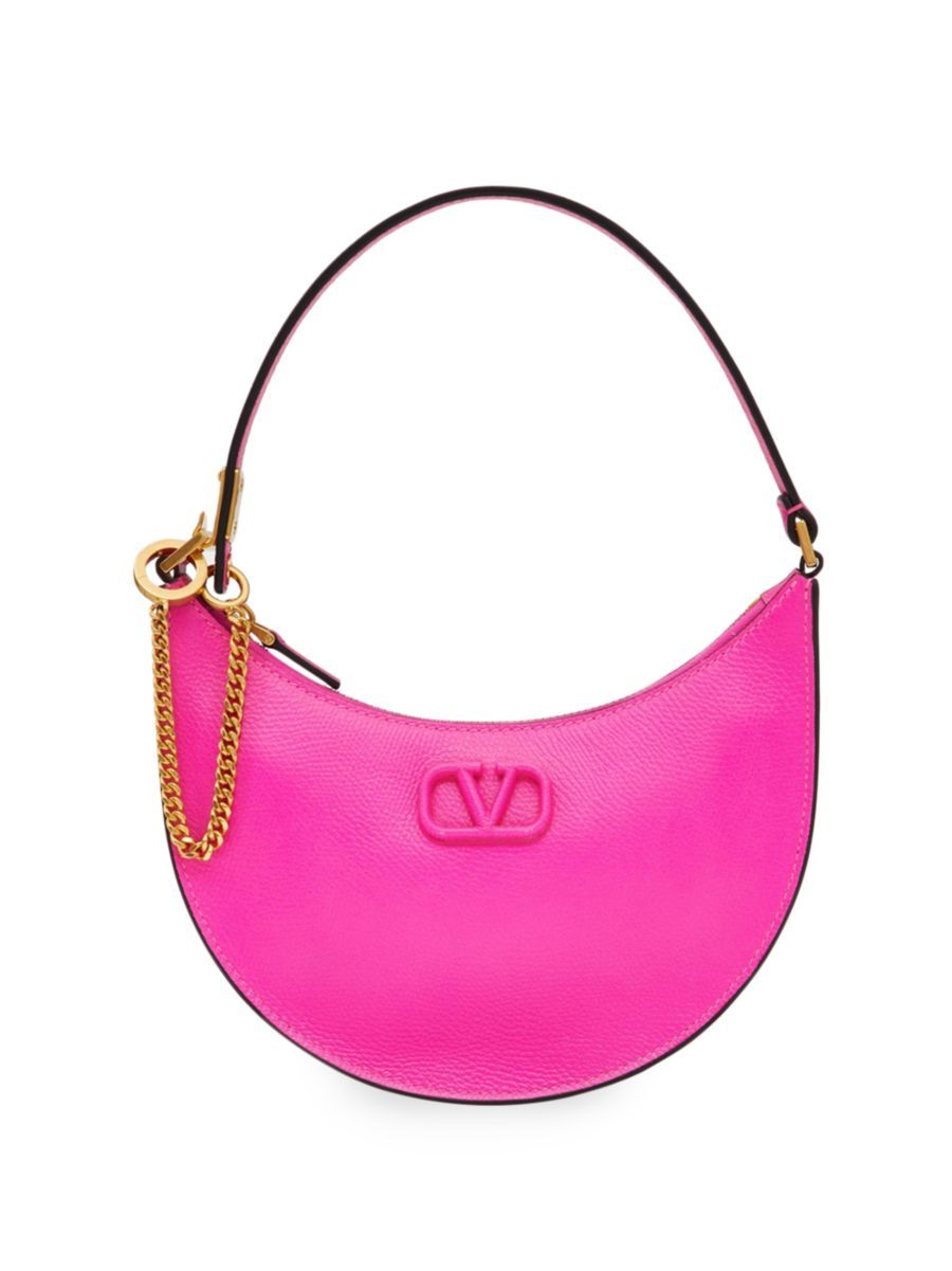 Shop Valentino Garavani Mini Vlogo Signature Grainy Calfskin Hobo Bag | Saks Fifth Avenue | Saks Fifth Avenue