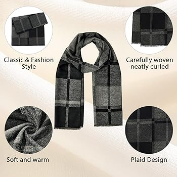 American Trends Mens Winter Warm Long Soft Scarf Plaid Tassel Scarf for Men Soft Classic Scarves | Amazon (US)