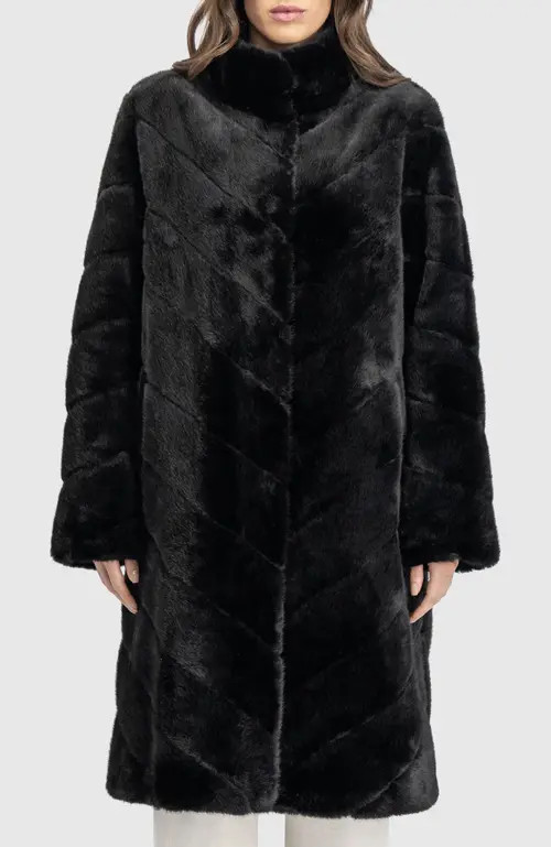Lyla Grant Fur-Free Mink (Faux Fur) Short Coat in Black at Nordstrom, Size X-Large | Nordstrom