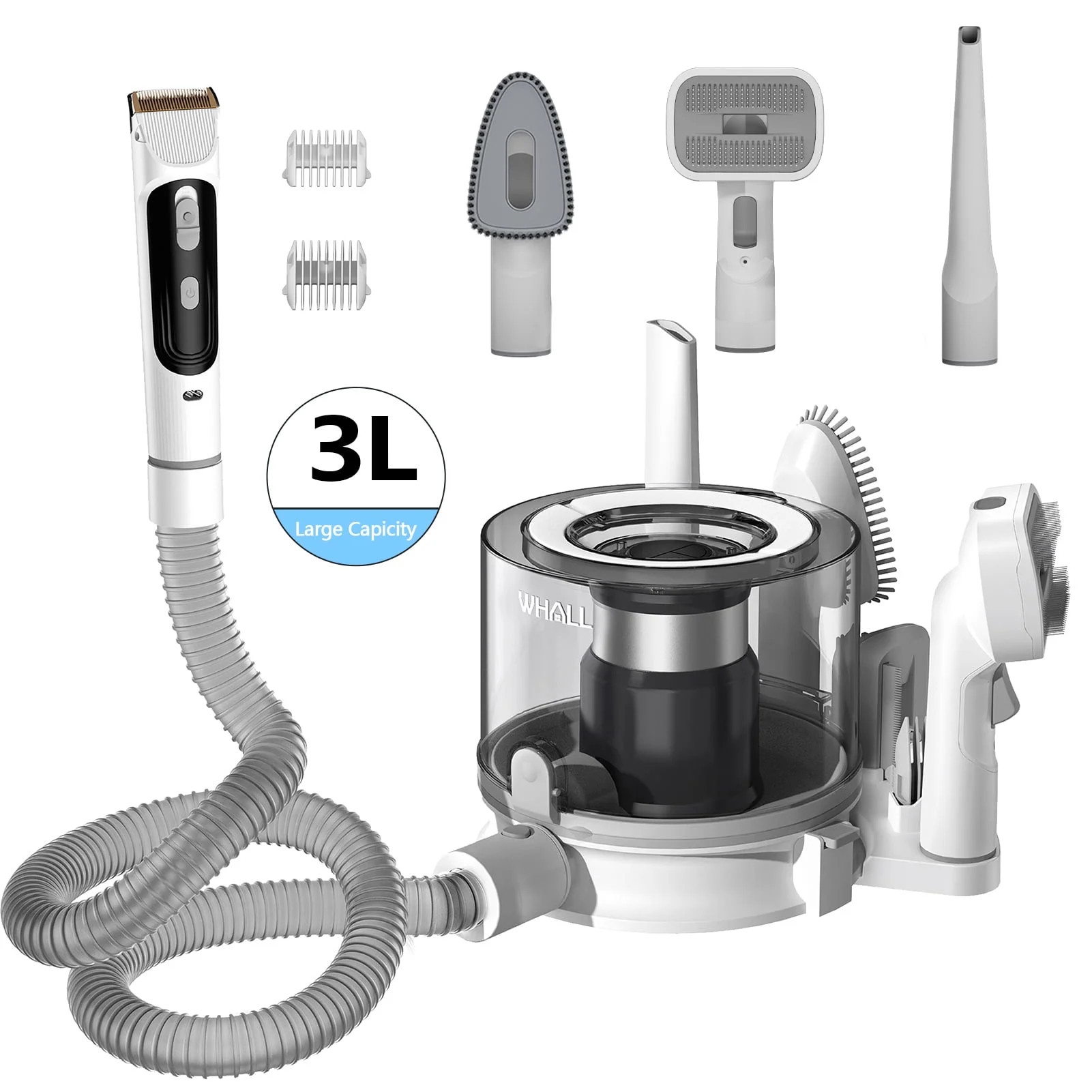 WHALL Pet Grooming Vacuum, Dog Hair Vacuum with 3 Modes, 5 In 1 Kit, 3L Large Dustbin, Low Noise | Walmart (US)