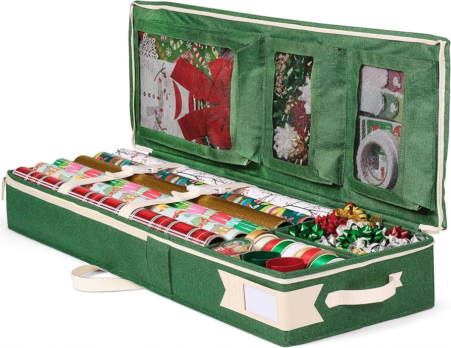 Little ELF Premium Wrapping Paper Storage Organizer, Easy to Carry, 6 Individual Pockets for Chri... | Amazon (US)