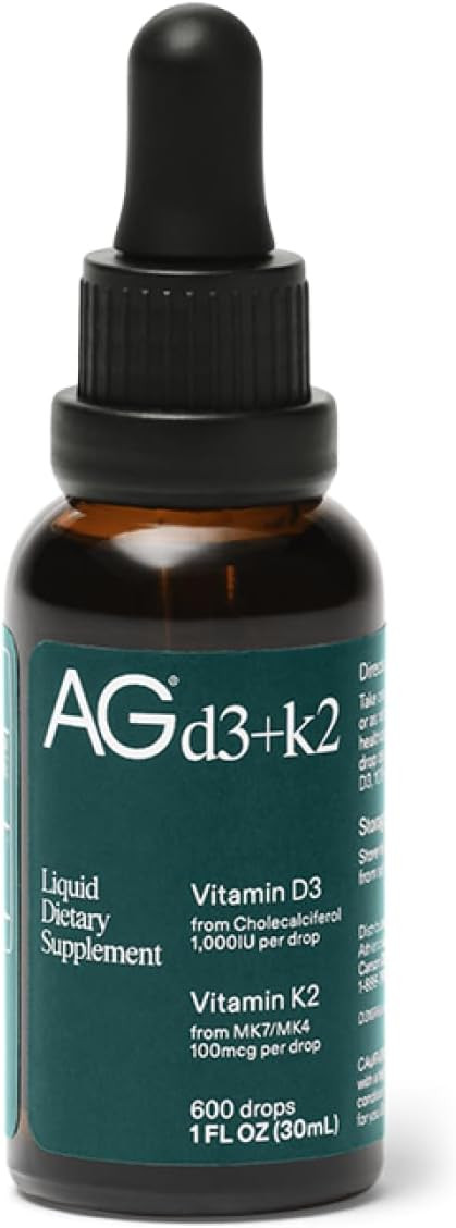 AG1 Vitamin D3 K2 Drops, 1000IU of Vitamin D3 and 100mcg of K2 per Serving, Supports Bone Density... | Amazon (US)