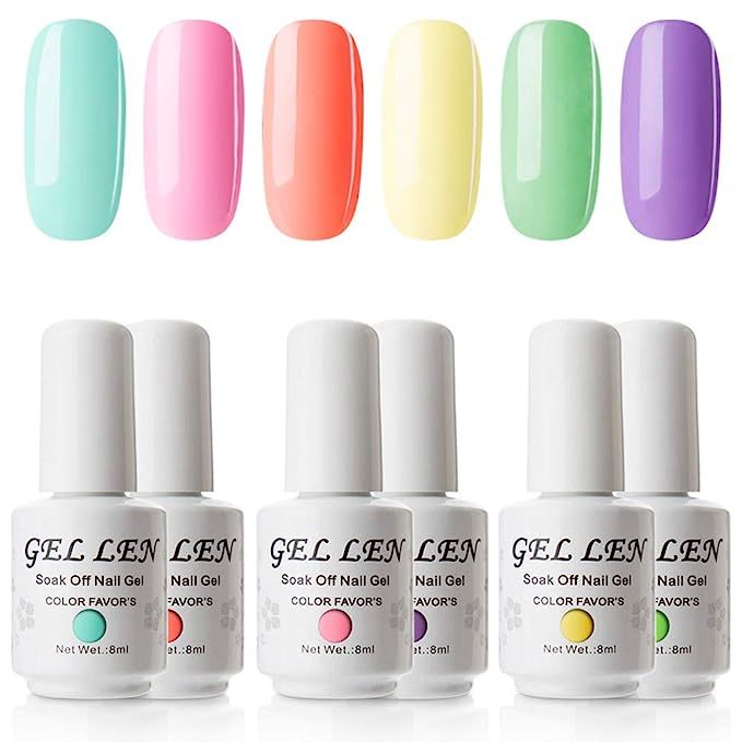 Gellen Gel Nail Polish Set - Bright Cute Neon 6 Colors Sweet Candy Series, Popular Spring Summer ... | Amazon (US)