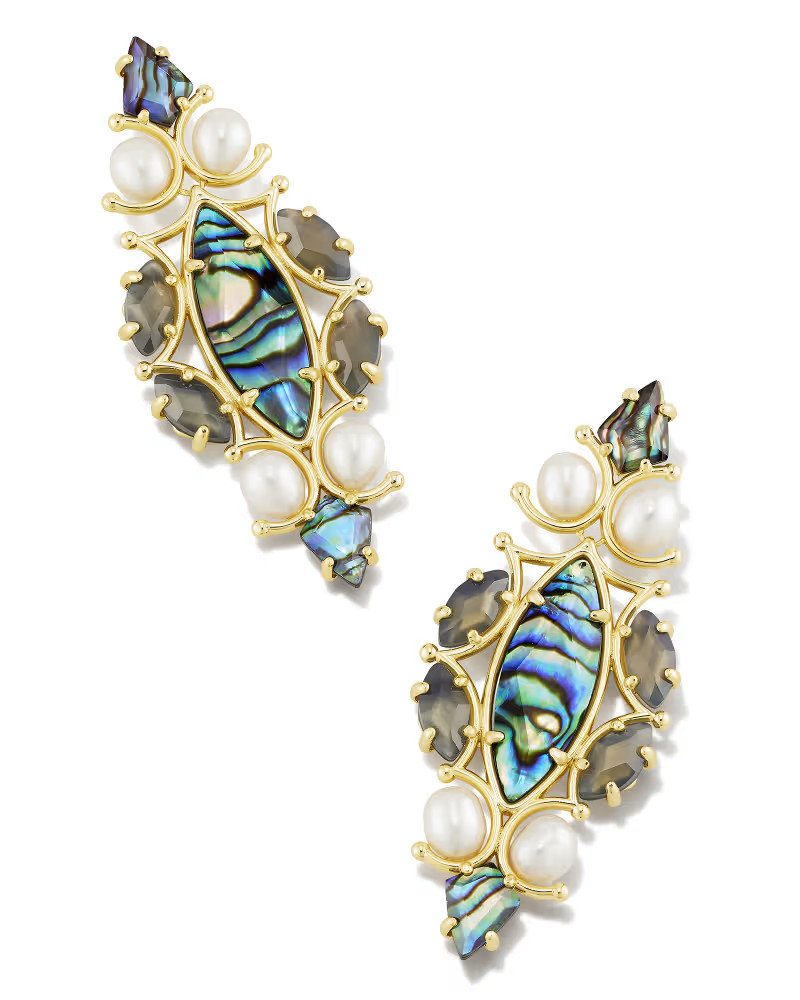 Genevieve Gold Statement Earrings in Abalone Mix | Kendra Scott