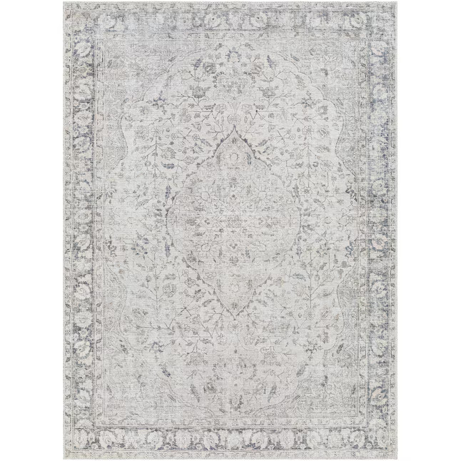 Livabliss Kemer 7 X 9 (ft) Dark Blue/Aqua Indoor/Outdoor Medallion Vintage Area Rug | Lowe's