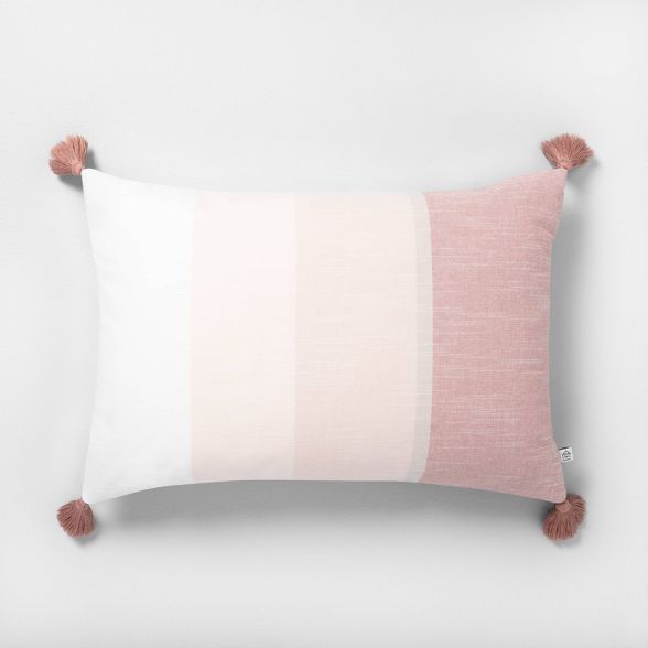 Throw Pillow Colorblocked Rose Gold - Hearth & Hand™ with Magnolia | Target