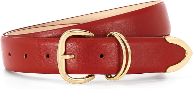 WHIPPY Women Leather Belts for Jeans Pants Dress Fashion Gold Buckle Ladies Waist Belt Casual Wom... | Amazon (US)