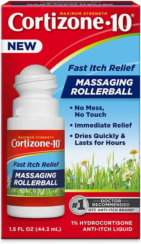 Cortizone 10 Maximum Strength Fast Itch Relief with Massaging Rollerball, 1% Hydrocortisone Anti-... | Amazon (US)