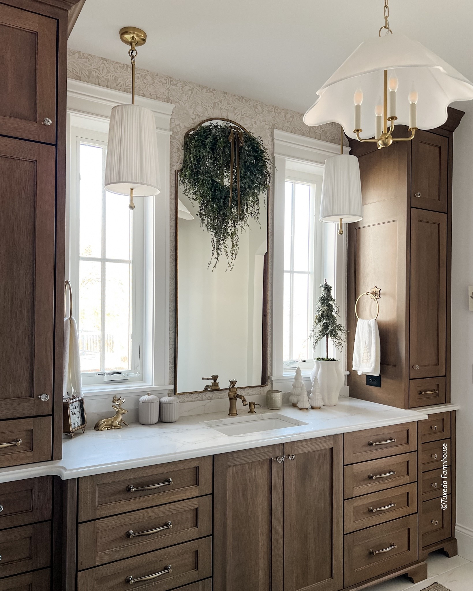 Simple greenery for my holiday bathroom this year, with a weeping cedar wreath and cutie small tree. Do you decorate your bathroom for the holidays?

#LTKHoliday #LTKSeasonal #LTKHome