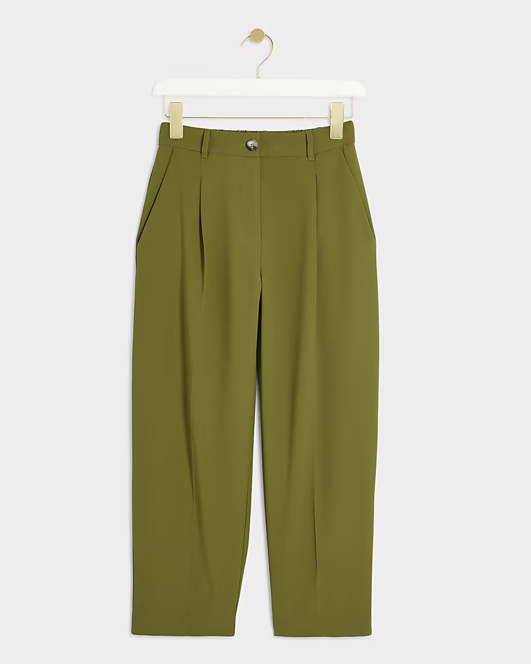 Green Pleated Straight Trousers | River Island (UK & IE)