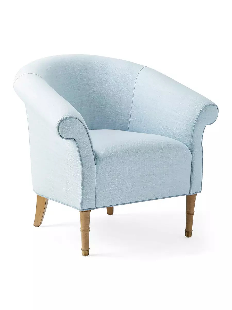 Brixton Lounge Chair – Washed Linen Sky with Coastal Pipe | Serena and Lily